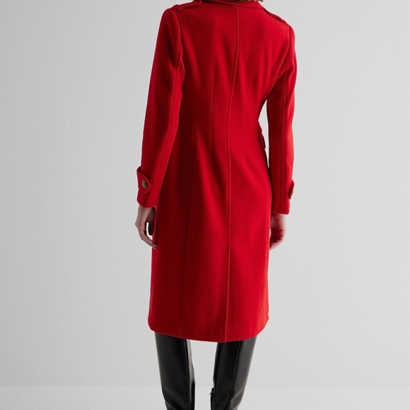 Red Faux Wool Novelty Button Fitted Coat - NWOT - Picture 2 of 5